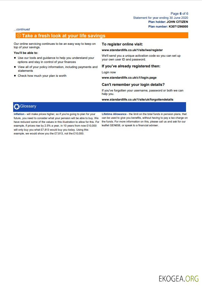 United Kingdom standard life utility bill template in word and pdf format, 7 pages 7 template